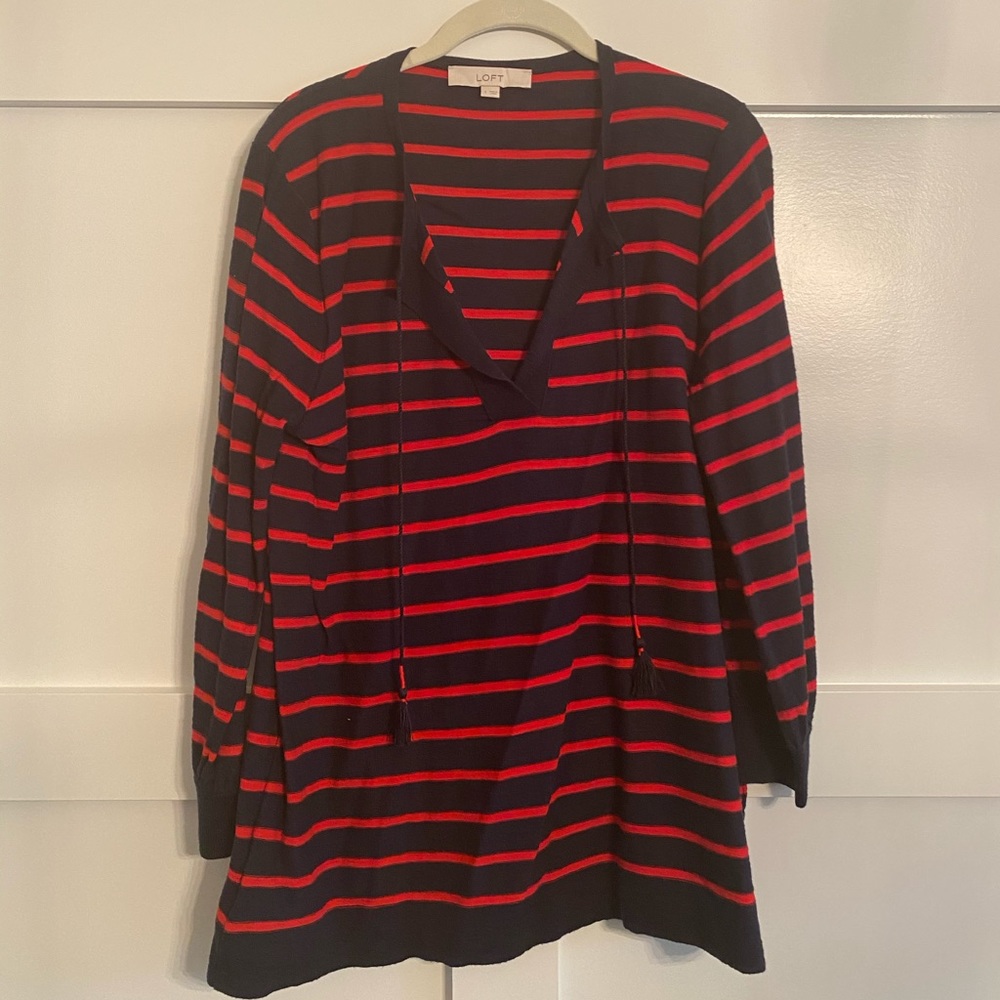 LOFT Navy/Red Boho Top